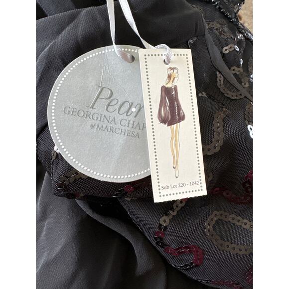Pearl Georgina Chapman Marchesa NWT Sheer Lined Black Mini Dress Sequins Women 6 - Picture 10 of 11